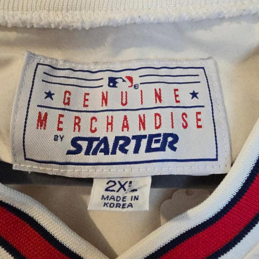 Vintage Starter Cleveland Indians MLB Windbreaker Pullover White Jacobs Field 2X - Picture 3 of 9